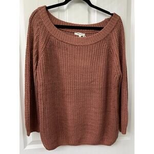 Miracle Brand terracotta/rust-colored waffle knit off-the-shoulder sweater S/M